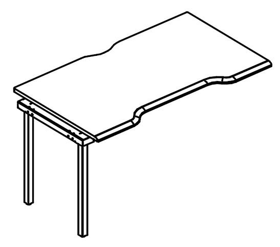 МРБ1024.04 Секция стола рабочей станции "Симметрия" на металлокаркасе МТ (1 скос) 140x80x75