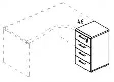 МР9223 Тумба приставная 4-х ящичная с замком (1 скос) к столу "Классика" 42x46x75 
