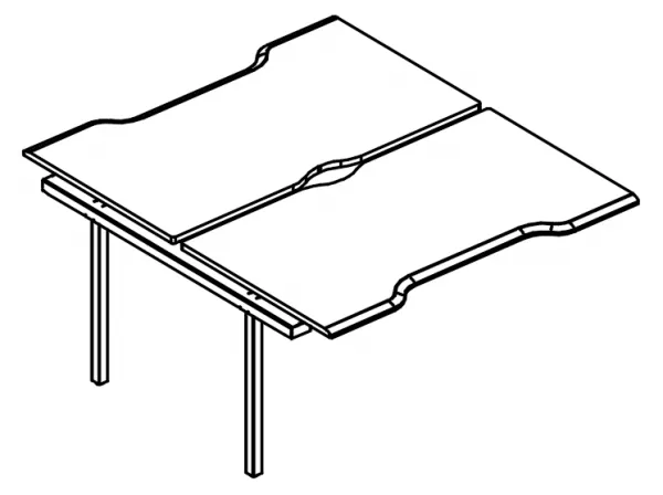 МРБ1177.04 Секция стола рабочей станции "Симметрия" на металлокаркасе МТ (1 скос) 140x164x75