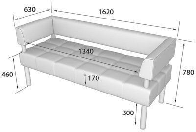 Бизнес Диван 3-местный  (1620 х 620 х 770)