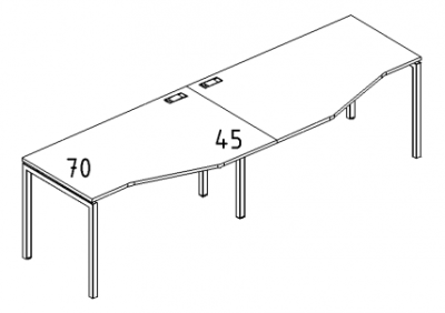 А4 2 061-2 Рабочая станция со столами эргономичными &quot;Техно&quot; м/к DUE (2х120) 240x90x75