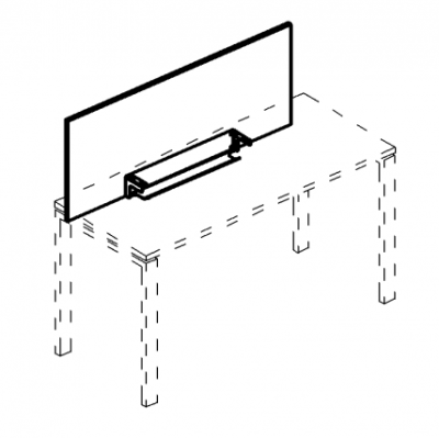 А4 837 Экран настольный фронтальный большой для стола 140 с кабель-каналом 125x75x1.8