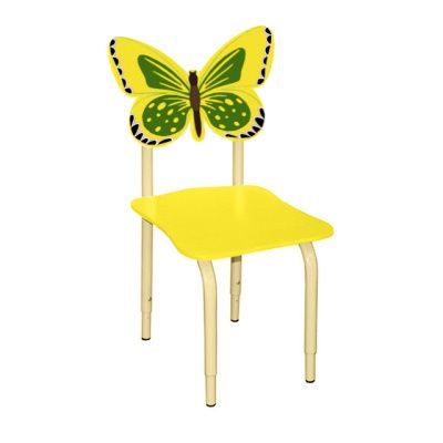 РК122 Стул детский на м/к регулируемый Бабочка жёлтый-зелёный