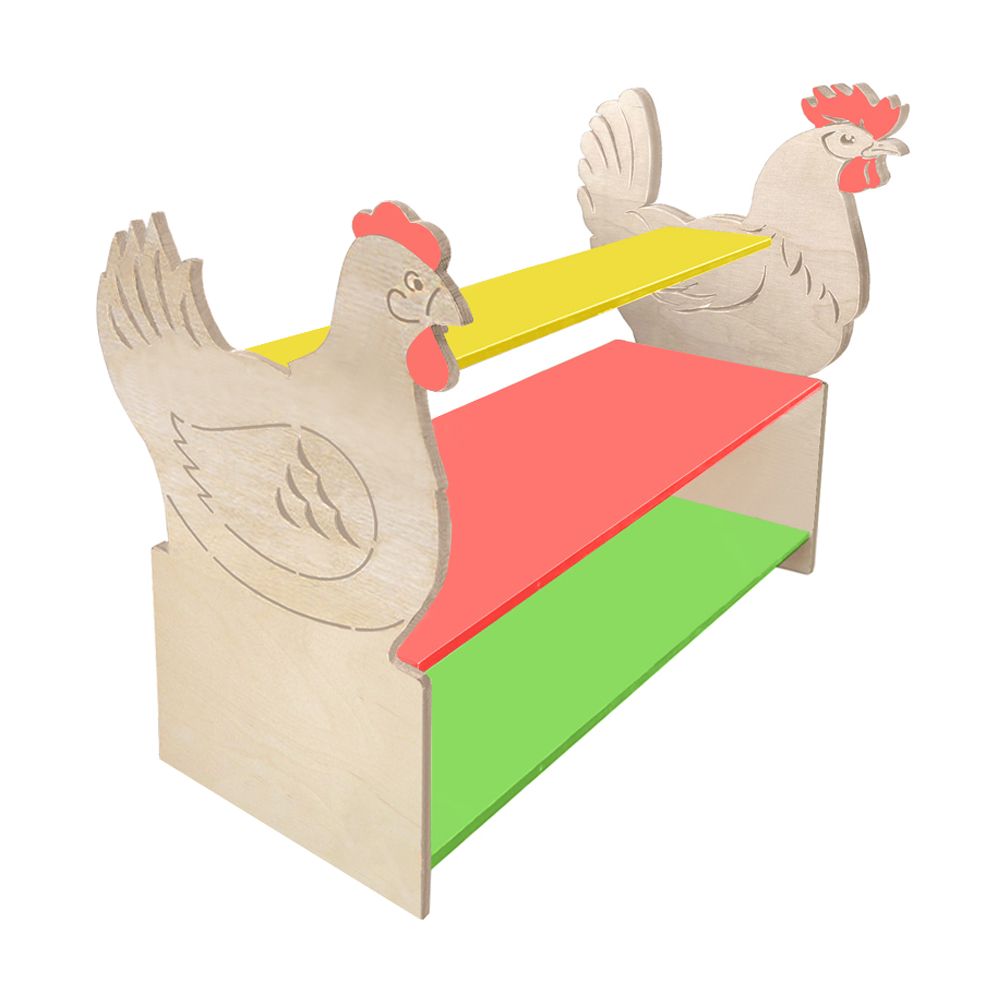 РК Тумба для игрушек и пособий 13 с декором (3 полки) курица-петух 890х600х900мм