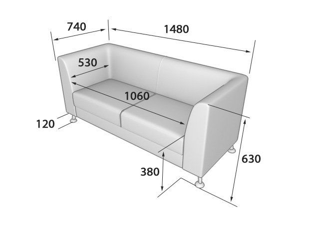 Эволюшн Диван 2-местный (1460*730*620)