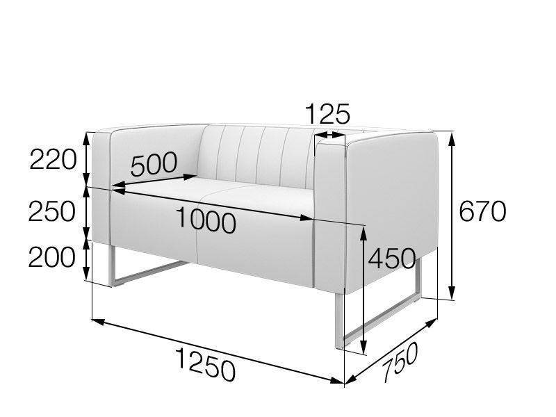 Кейс Диван 2-местный (1250*750*670)