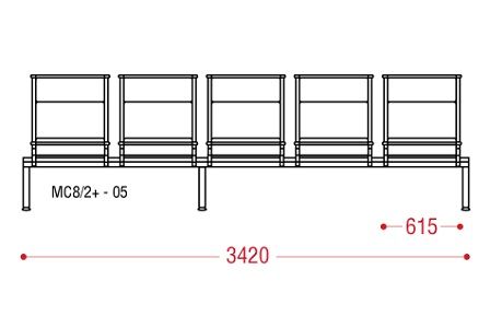 КФ AERO+БП пятиместная секция 342х92х67 см