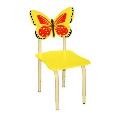 РК122 Стул детский на м/к регулируемый Бабочка жёлтый