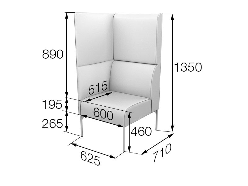 Бридж Модуль 1-местный высокий правый (625*710*1350)