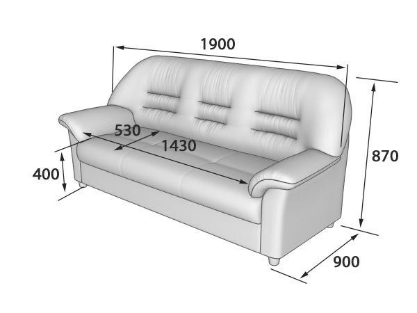 Премьер  Диван 3-х местный (1900 х 900 х 900)