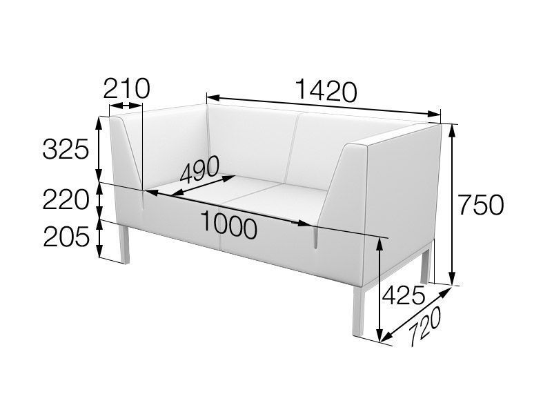 Раит Диван 2-местный	(1420x720x750)
