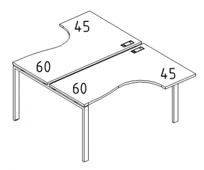 А4 2 182 Рабочая станция со столами эргономичными "Классика"на м/к DUE (2х160) 160x184x75