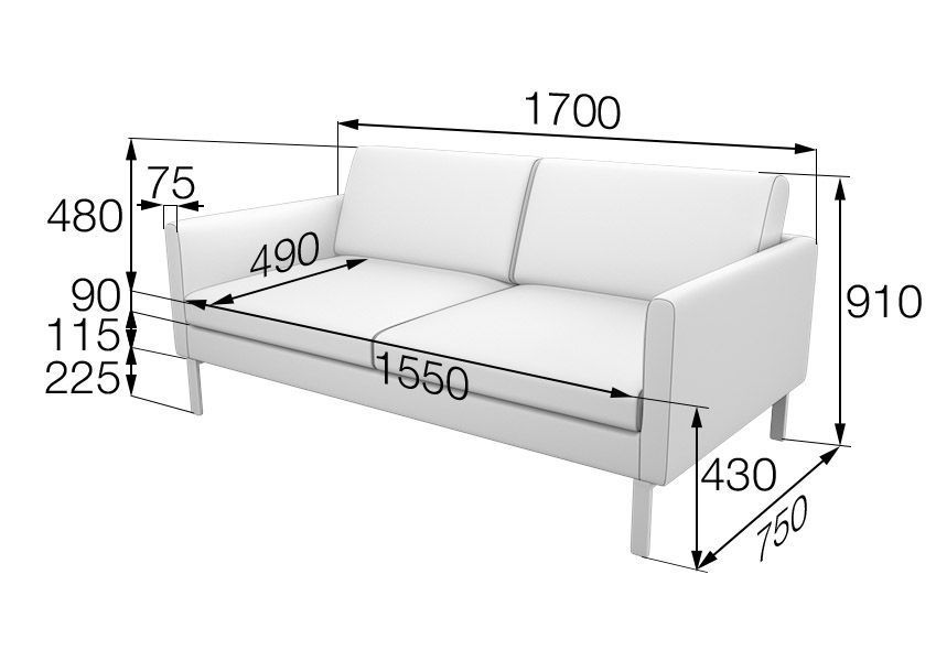 Олли Диван 2-местный (1700x750x910)