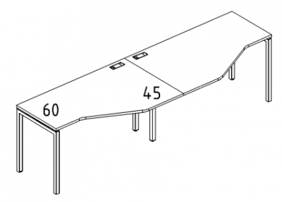 А4 2 053-2 Рабочая станция со столами эргономичными "Техно" на м/к DUE (2х140) 280x90x75