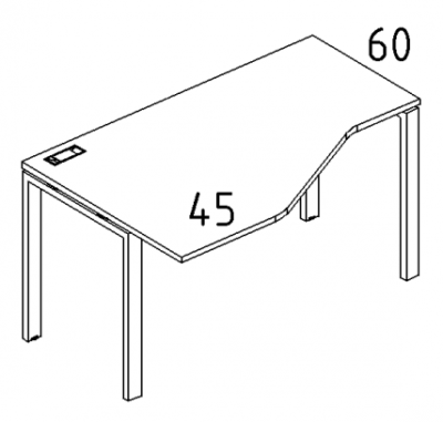 A4 2 055 Стол эргономичный левый &quot;Техно&quot; на м/к DUE (160x90x75)