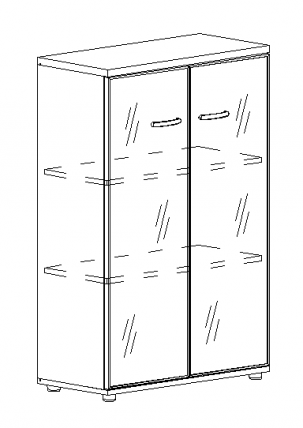 А4 9367 Шкаф средний со стеклом в алюминиевой рамке (78х36.4х119.4)