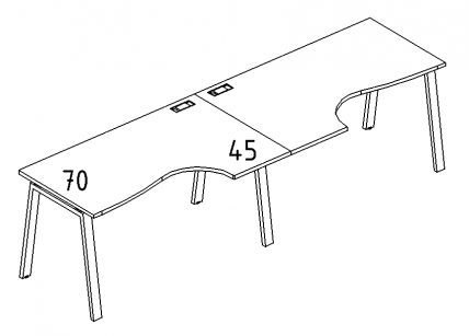 А4 3 043-2 Рабочая станция со столами эргономичными "Классика" м/к TRE (2х140) 280x90x75