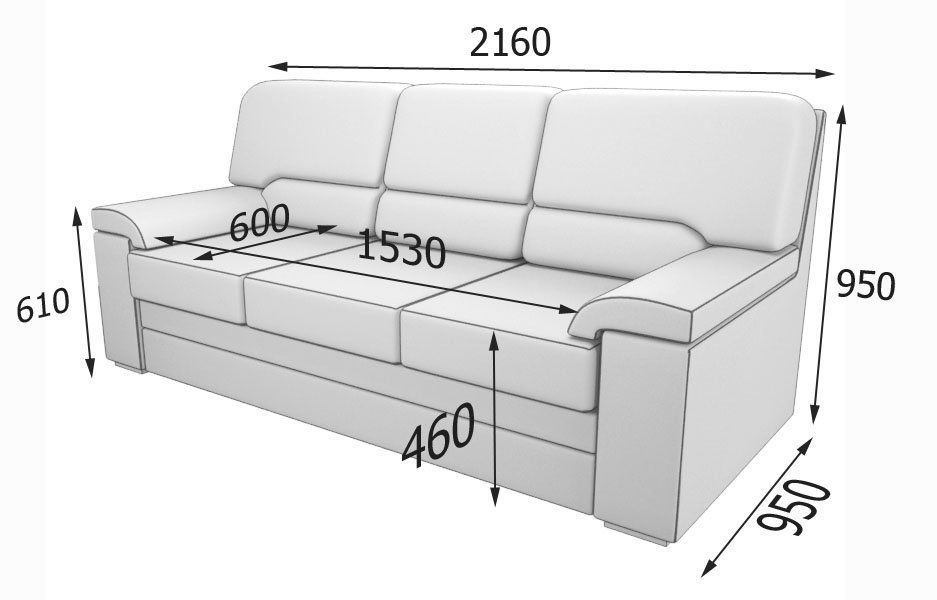 Элла  Диван 3-местный (2160 х 950 х 950)