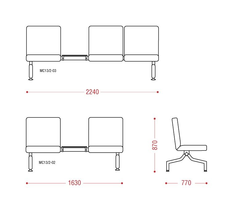 КФ SlotСТ  четырехместная секция 283х87х77 см
