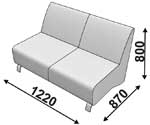 Клерк 5 Диванная секция двойная без подлокотников 1220*870*800 Экокожа