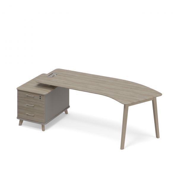 ТМ В2 131 Стол эргономичный левый с малой тумбой (тип 5) WOOD 245.8x100x75.6 