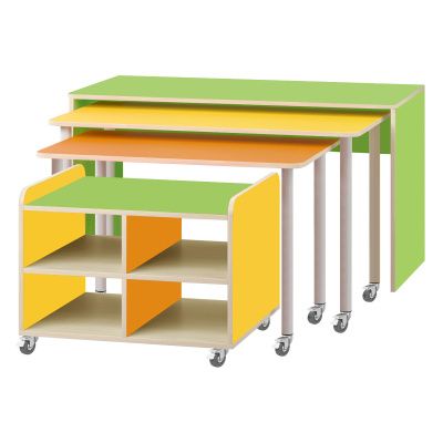 РК630 КОМПЛЕКТ.СТОЛЫ ДЕТСКИЕ НА ПОВОРОТНЫХ КОЛЁСНЫХ ОПОРАХ