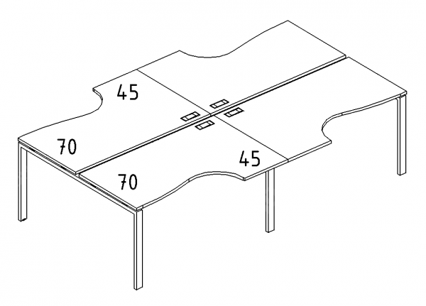 А4 1 185-2 Рабочая станция со столами эргономичными "Классика" на м/к (320x184x75)