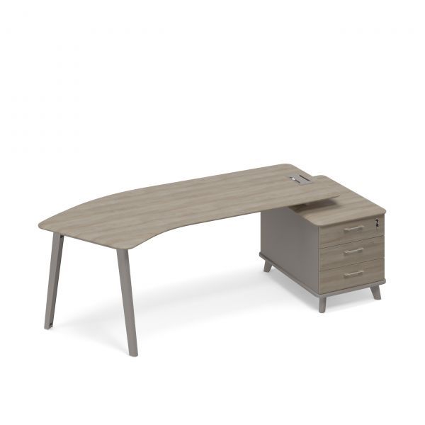 ТМ М1 132 Стол эргономичный правый на тумбе малой (тип 5) 245.8x100x75.6 (ШхГхВ)