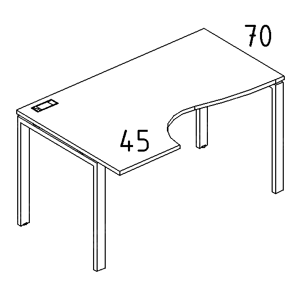 A4 1 045 Стол эргономичный левый "Классика" на м/к UNO (160x90x75)