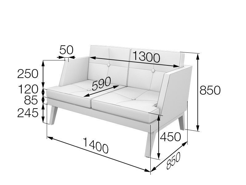 Беверли Диван 2-местный (1400х850х850)
