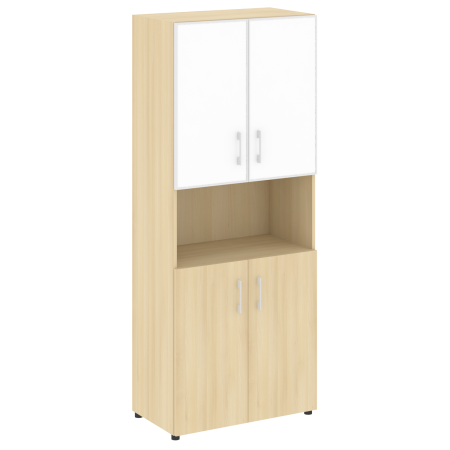 LTST1.4R white Шкаф высокий широкий (стекло лакобель белое в раме)  (800х450х1197)