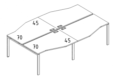 А4 1 191-2 Рабочая станция со столами эргономичными "Техно" на м/к (320x184x75)