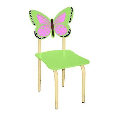 РК122 Стул детский на м/к регулируемый Бабочка лайм-розовый
