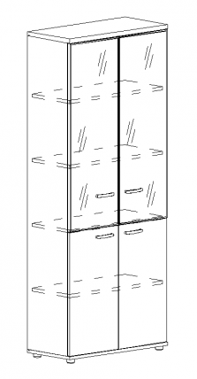 А4 9380 Шкаф для документов со стеклянными прозрачными дверьми в алюминевой рамке (78х36.4х193)