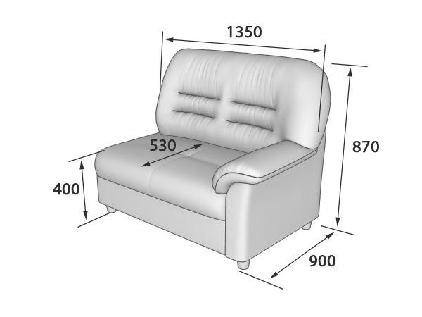 Премьер  Диван 2-х местный с левым подлокотником (1400 х 900 х 900)