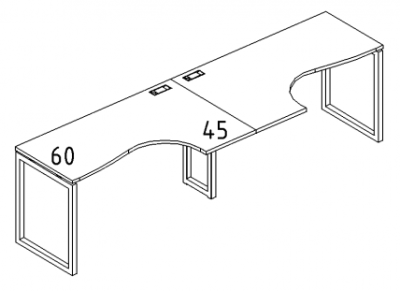 А4 4 033-2 Рабочая станция со столами эргономичными "Классика" м/к QUATTRO (2х140) 280x90x75