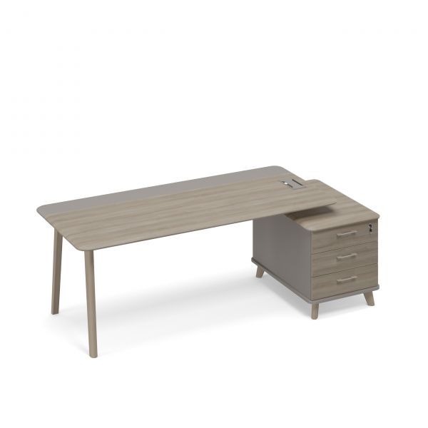 ТМ В2 108 Стол правый комбинированный на тумбе малой (тип 1) WOOD 225.8x104.2x75.6