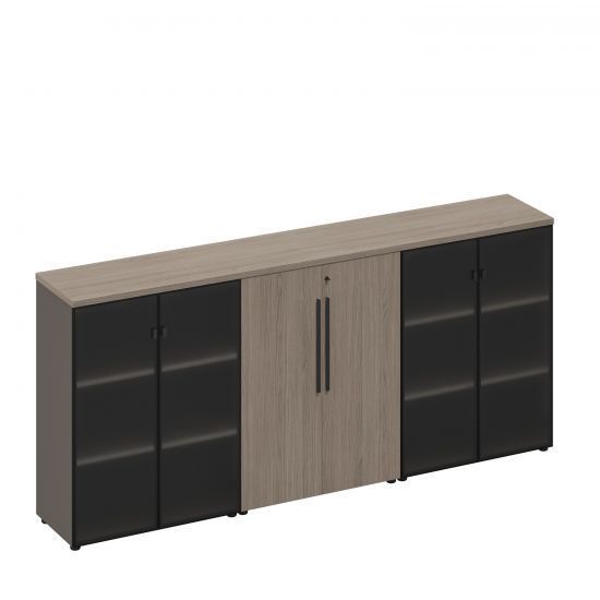 РС 310 Шкаф комбинированный средний (стекло-закрытый-стекло) (271x46x121)