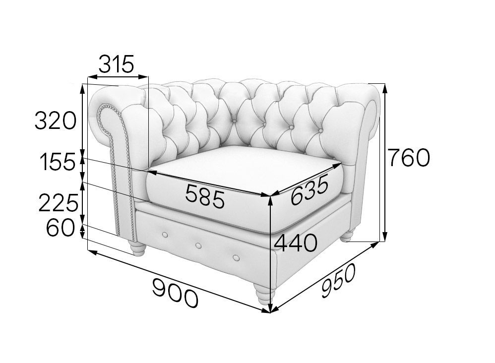 Честер-Люкс Модуль 1-местный правый (900*950*760)