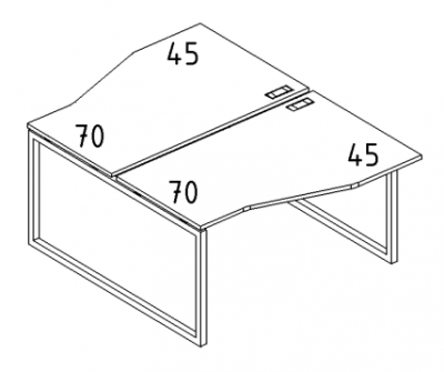 А4 4 189 Рабочая станция со столами эргономичными "Техно" м/к QUATTRO (2х120) 120x184x75