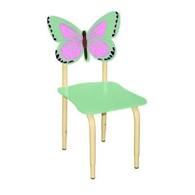 РК122 Стул детский на м/к регулируемый Бабочка салатовый-розовый