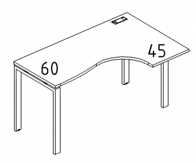 A4 2 032 Стол эргономичный правый &quot;Классика&quot; на м/к DUE (120x90x75)