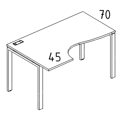 A4 1 045 Стол эргономичный левый "Классика" на м/к UNO (160x90x75)
