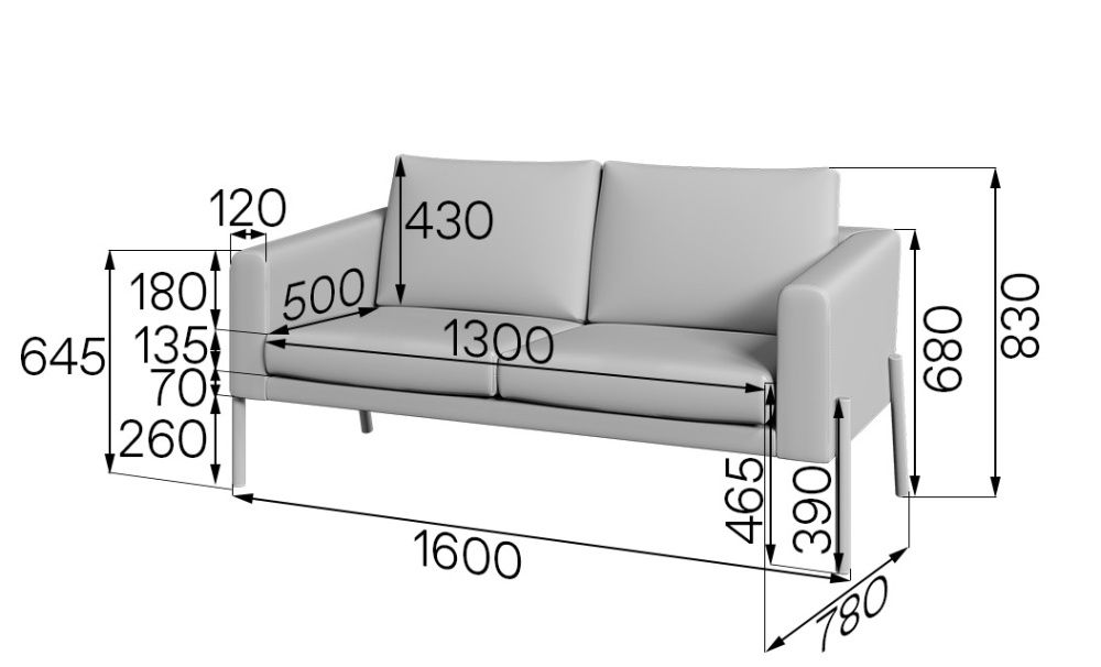 Талер Диван 2-местный (1600х780х830)