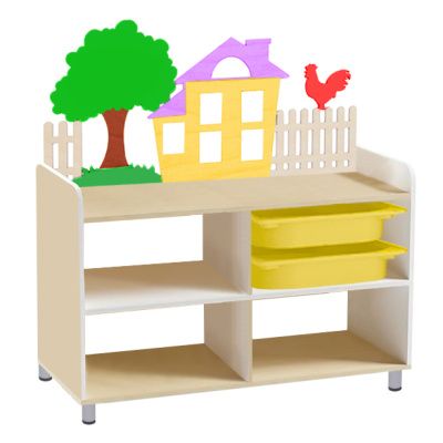 РК Тумба для игрушек и пособий 4 односторонняя на ножках с 2-мя контейнерами  890х450х1000мм