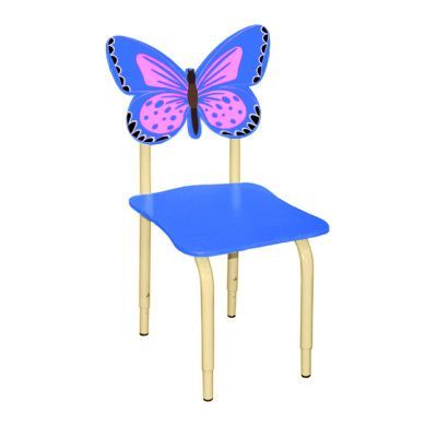 РК122 Стул детский на м/к регулируемый Бабочка синий-розовый
