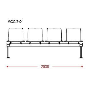 КФ Вектор 32/2 PL четырехместная секция 203х77х61.5 см