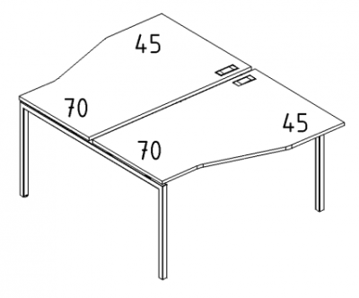 А4 2 189 Рабочая станция со столами эргономичными "Техно"на м/к DUE (2х120) 120x184x75 