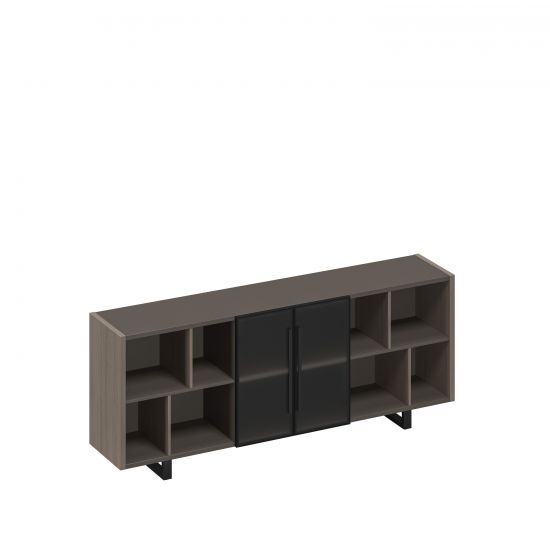 РС 333 Шкаф низкий полузакрытый греденция со стеклянными дверями в рамке (206x42x82.7)