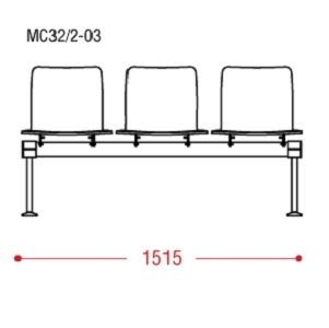 КФ Вектор 32/2 PL трехместная секция 151.5х77х61.5 см
